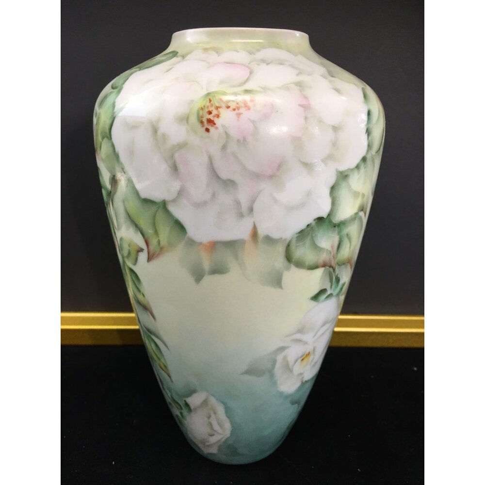 Vintage Bavaria Germany Vase Porcelain Painted Floral Design Home Decor 8" Tall